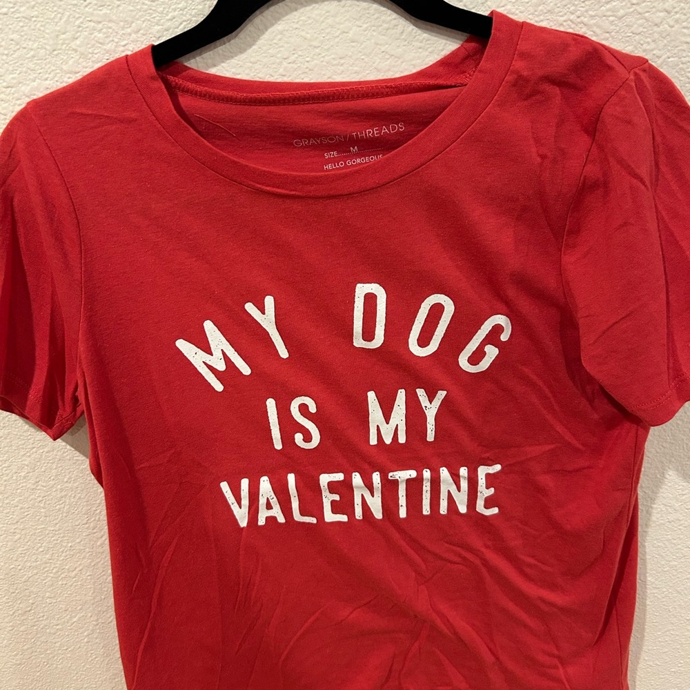 Grayson Threads Red and White Dog Valentine Tee